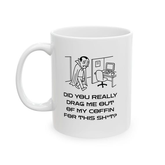 Spooky Vampire Ceramic Mug: Halloween Office Gift, Funny Coffee Cup, 11oz/15oz Drinkware