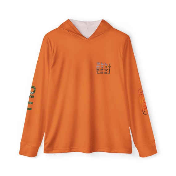 Vibrant Orange Nature-Inspired Athletic Hoodie for Outdoor Enthusiasts & Fitness Lovers