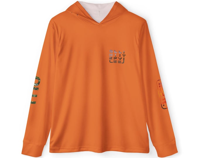 Vibrant Orange Nature-Inspired Athletic Hoodie for Outdoor Enthusiasts & Fitness Lovers