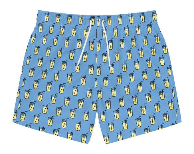 Tropical Drink Swim Trunks with cool orange accents, Fun Summer Swimwear, Beach Vacation Shorts, Pool Party Essentials, Gift for Him