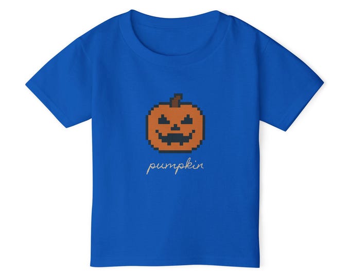 8 Bit Pixel Pumpkin Halloween Toddler T-shirt, Kids Tee, Children's Clothing, Halloween Shirt, Fall Pumpkin Costume