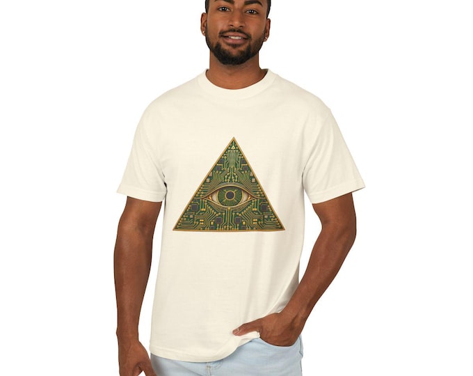 All Seeing AI Eye Shirt | Circuit Board Pyramid Conspiracy Tee, Funny Tech Humor T-Shirt, Programmer Gift