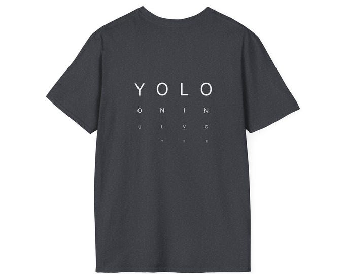 Olligear Shirt - Front Logo with Eye Chart YOLO Design on Back | Bold Double-Sided Tee for Adventurous Spirits & Visual Impact