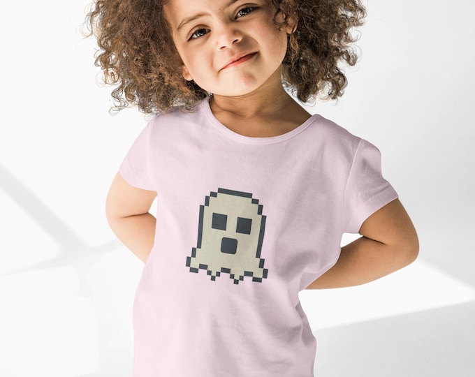 Pixel Ghost Toddler T-Shirt - Cute, Spooky, Playful Halloween Tee, Perfect for Kids, Gifts for Birthdays and Holidays
