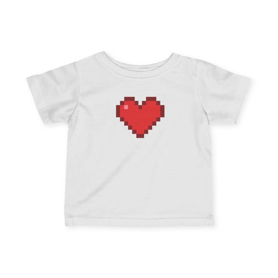 Pixel Heart Infant Tee, Cute Baby T-Shirt, Retro Minecraft Shirt, Kids Casual Wear, Ideal for Birthday Gifts, Baby Shower