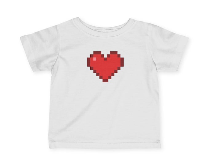 Pixel Heart Infant Tee, Cute Baby T-Shirt, Retro Minecraft Shirt, Kids Casual Wear, Ideal for Birthday Gifts, Baby Shower