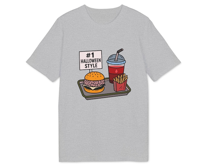 Halloween Brain Burger T-shirt, Funny No 1 Animal Style Parody Tee, Unisex Creator 2 0 Shirt, Blood Shake Costume Top, Horror Graphic Tee