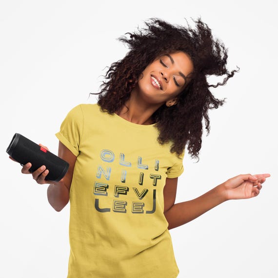 One Life Live It Shirt | Bright Graphic Tee with Bold Typographic Grid | OLLI Inspiration Shirt | Motivational Streetwear Design