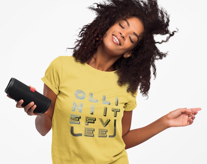 One Life Live It Shirt | Bright Graphic Tee with Bold Typographic Grid | OLLI Inspiration Shirt | Motivational Streetwear Design