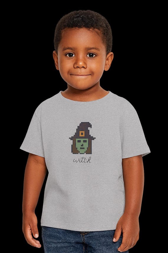 8 Bit Pixel Witch Halloween Toddler T-shirt, Kids Tee, Children's Clothing, Halloween Shirt, Fall Clothing - Toddler Tee, Halloween