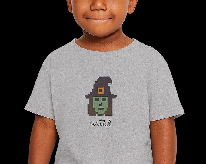 8 Bit Pixel Witch Halloween Toddler T-shirt, Kids Tee, Children's Clothing, Halloween Shirt, Fall Clothing - Toddler Tee, Halloween