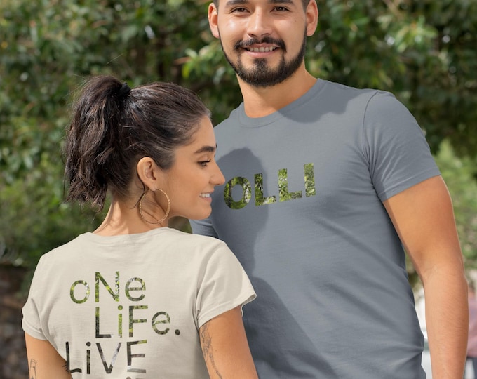 OLLI Jungle Foliage Shirt - One Life Live It Back Print | Nature Graphic Tee | Outdoor Adventure Aesthetic | Motivational T-Shirt