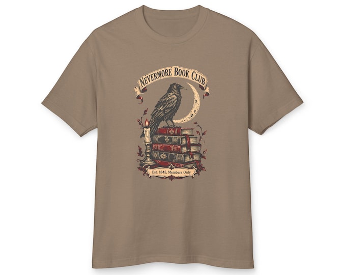 Nevermore Book Club Halloween Shirt | Gothic Dark Academia Tee (Garment-Dyed Cotton)