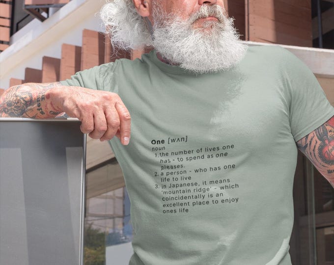 One Definition Shirt - Typewriter-Style Front Print 'One Life Live It' Back | Thoughtful Double-Sided Minimalist Tee