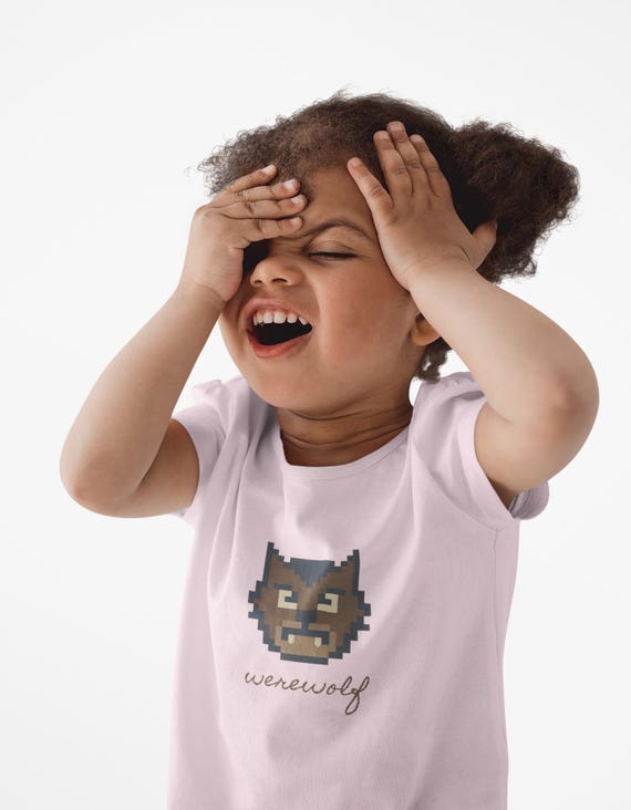 Toddler Werewolf T-shirt, 8bit Halloween Shirt, Non-Scary Kids Tee, Casual Wear, Stylish Toddler Top