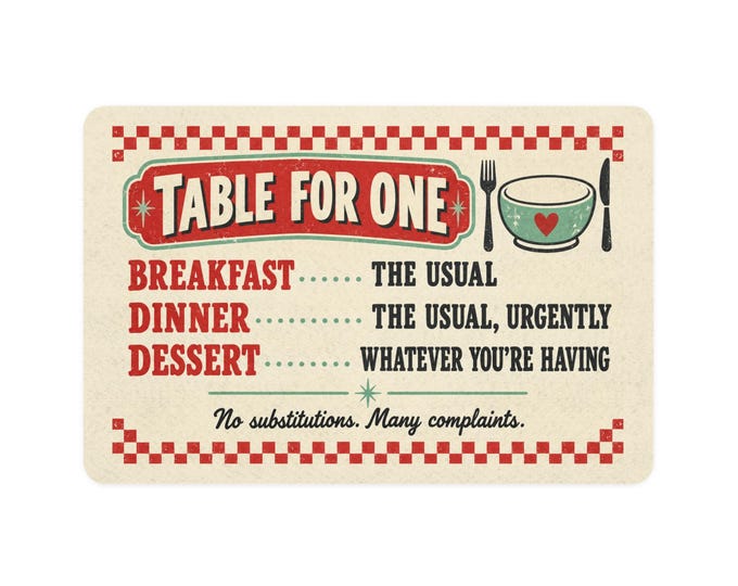 The Usual Diner Menu Pet Food Mat | Funny Dog or Cat Feeding Mat, Retro Pet Gift
