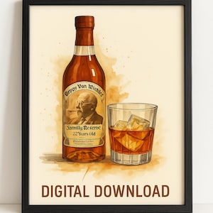 Pappy Van Winkle 25 Yr Bourbon Art • Digital Print • Bar Decor Poster