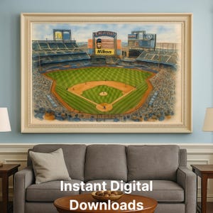 Citi Field Stadium Art Print, Watercolor Baseball Poster, New York Mets Wall Decor