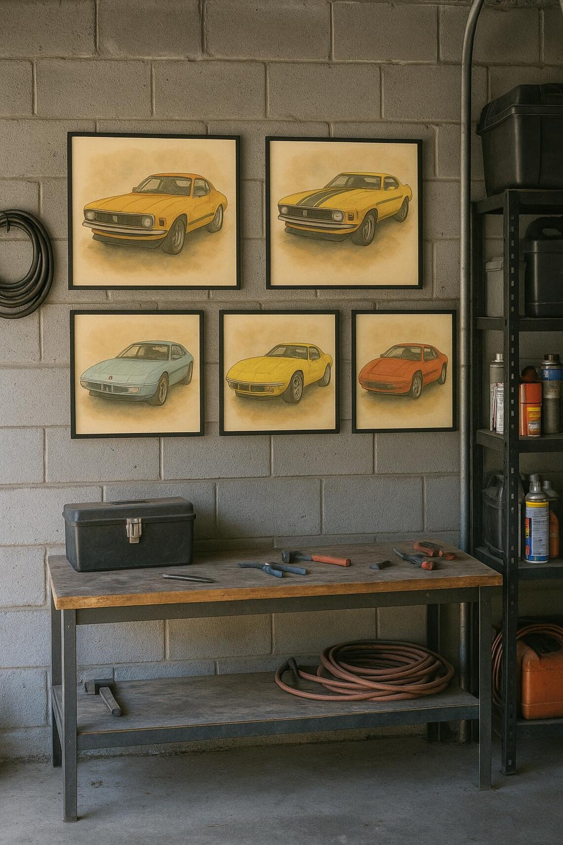 Vintage Sports Car Wall Art Set – Printable Classic Car Sketches in 3 ...