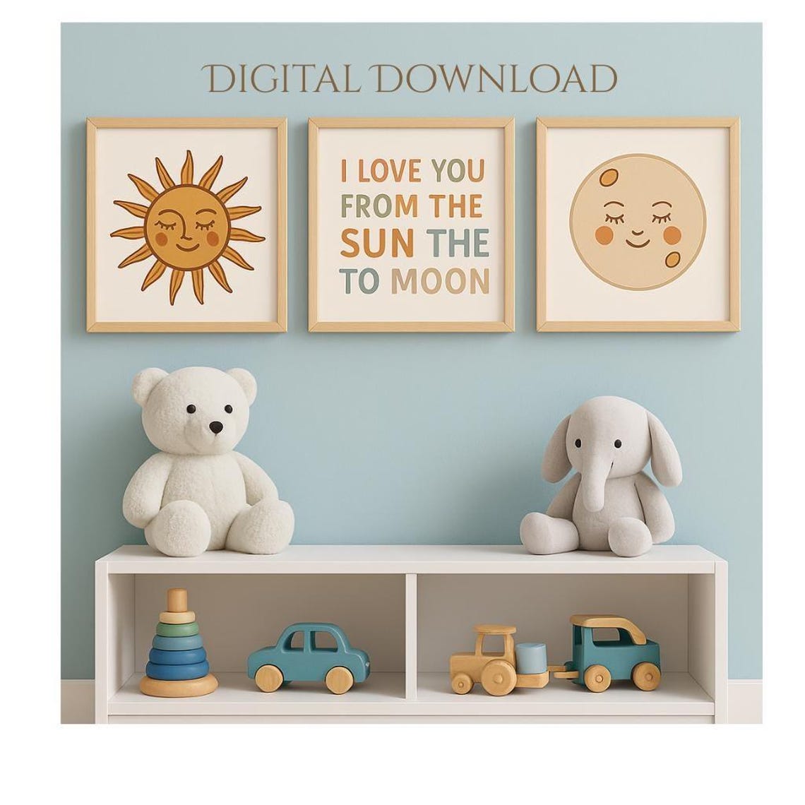 Boho Sun and Moon Nursery Wall Art Set – "i Love You From the Sun to ...