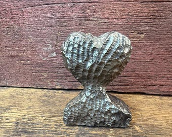 Hand Made Metal Heart art piece, one of a kind.  This could be used as a decorative piece or a paper weight. Heavily textured artisanal look
