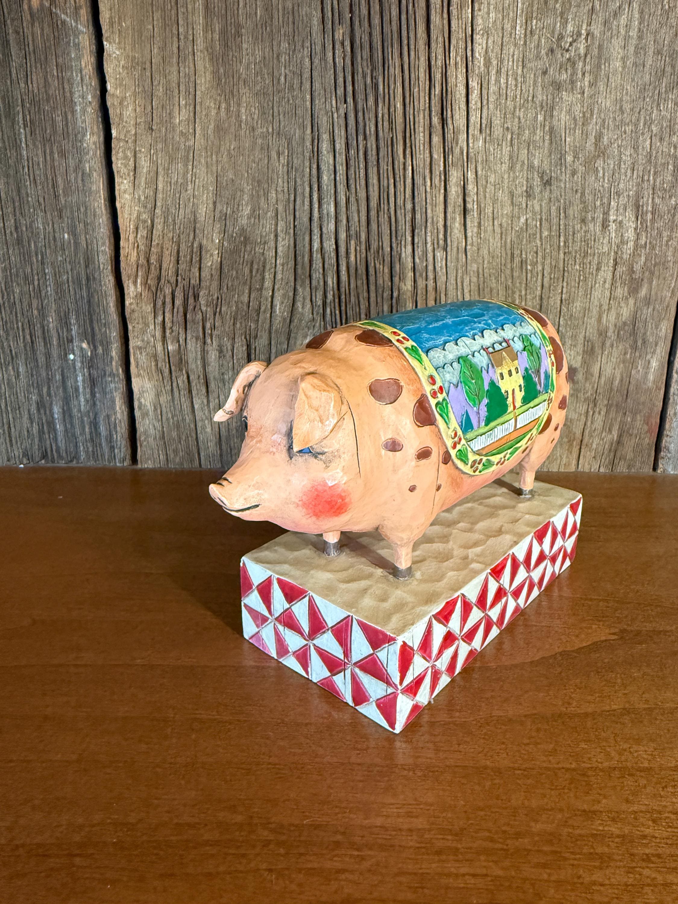 Vintage Jim Shore Heartwood Creek Pig Figurine From the Heartwood