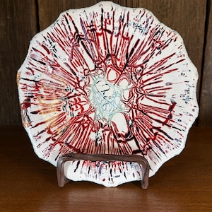 Mid-Century Modern Enamel Copper Dish: Abstract Art Decor