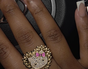 Vintage Swarovski Crystal Hello Kitty Ring - Etsy