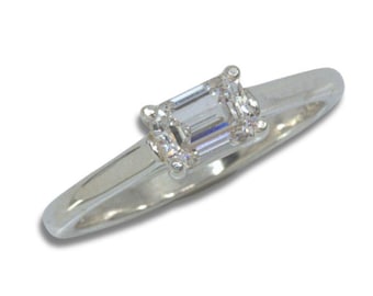 Lab Diamond Emerald Cut East West Ring, IGI Certified