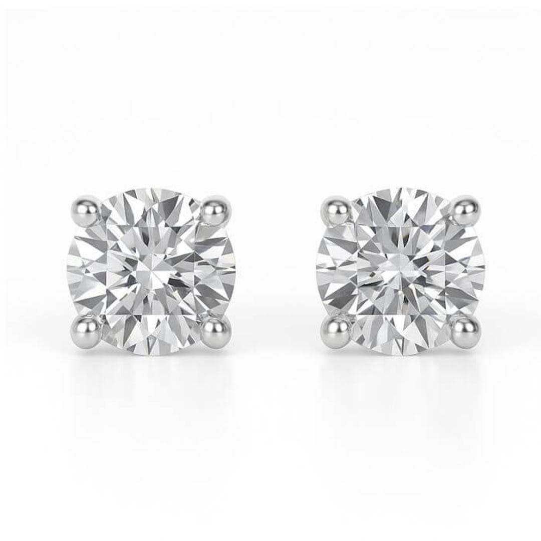 Lab Created Diamond Stud Earrings: DEF VVS-VS, Sterling Silver or Gold ...