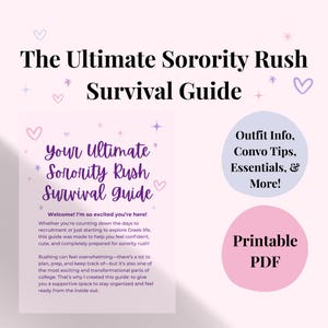 Ultimativer Sorority Rush Survival Guide | Digitales PDF für Einstellungs-Tipps, Outfits, Packen + Vertrauensschub
