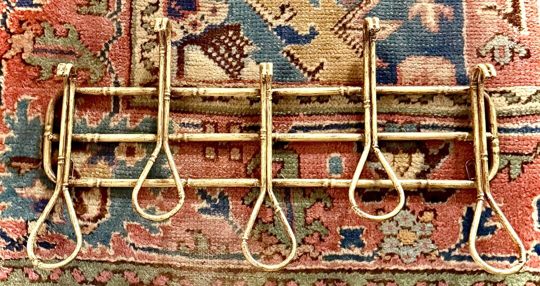 Vintage Brass Wall Rack With Five Swing Arms – Bamboo Style - Etsy