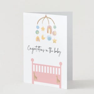 Carte imprimable de fête de naissance | Carte numérique de félicitations pour le nouveau-né | Carte pliée A6 à téléchargement immédiat | Bébé garçon ou fille | Neutre Moderne