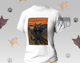 Scream Cat PNG, Funny Screaming Cat Design, Famous Painting Cat Art, Cat T-Shirt Design, Sublimation PNG