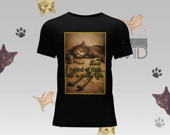 Burnt Out Cat PNG, Funny Lazy Cat Design, Relatable Meme Cat, Alien Cat Shirt Design, Sublimation File