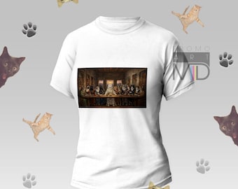 Cat Last Supper Sublimation PNG, Funny Renaissance Cat Shirt Design, Cat Lover Art Gift, Classical Painting Parody, Instant Download DTF