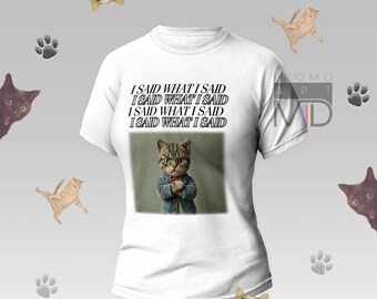 Angry Cat PNG, Cat T-Shirt Design, Sublimation Design, Printable Cat Graphic, I said what I said, meme, DTF