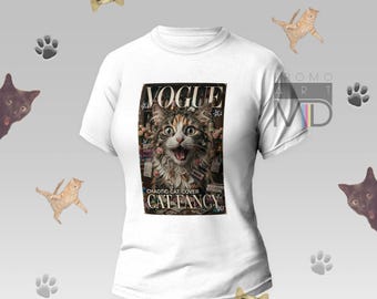 Chaotic Cat Fancy Magazine Cover Sublimation PNG, Funny Cat Vogue Shirt Design, Cat Lover Gift, Instant Digital Download, DTF Ready