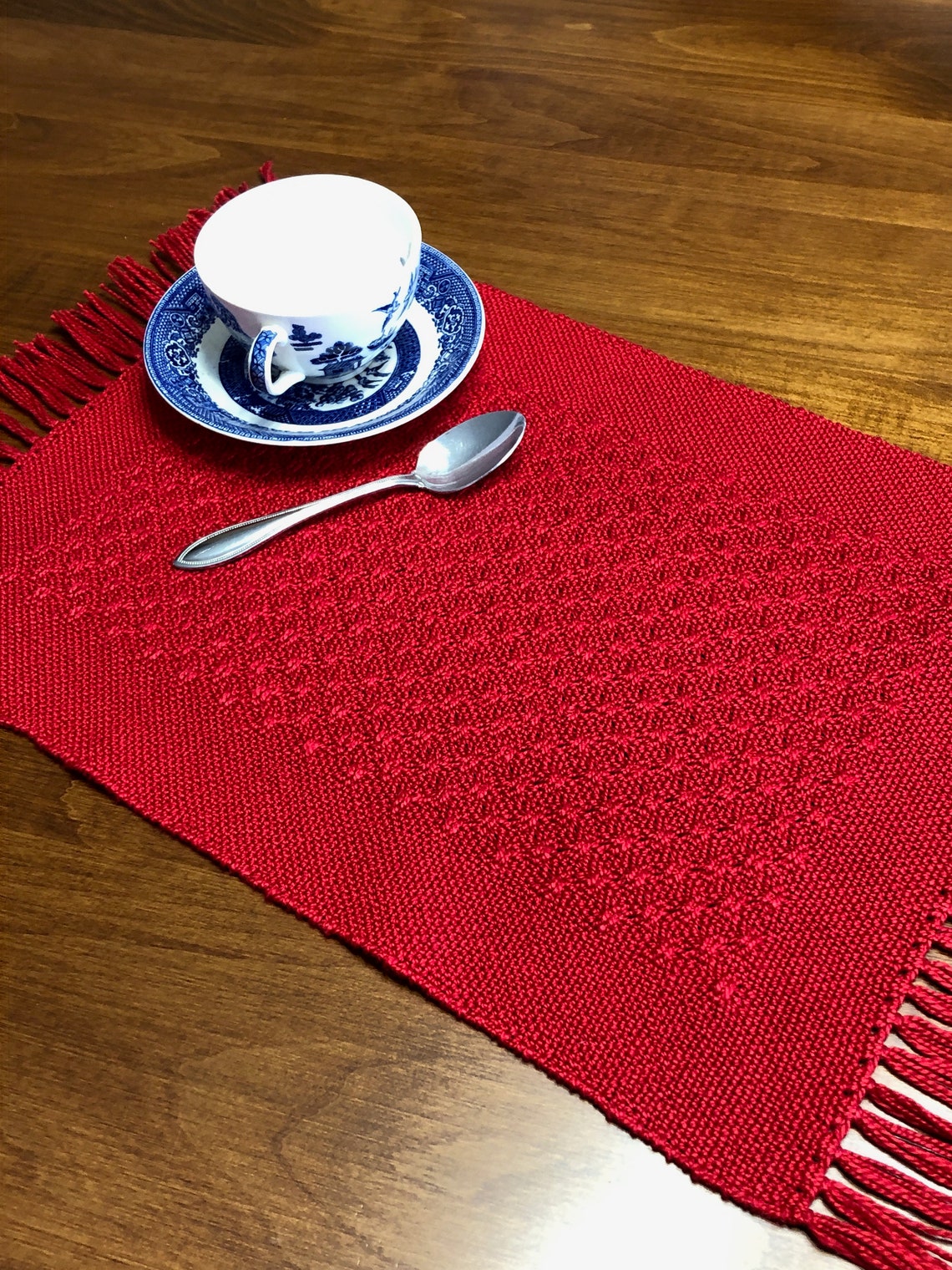 Handwoven Red Placemats Table Decor Red Lace Placemats Set Etsy