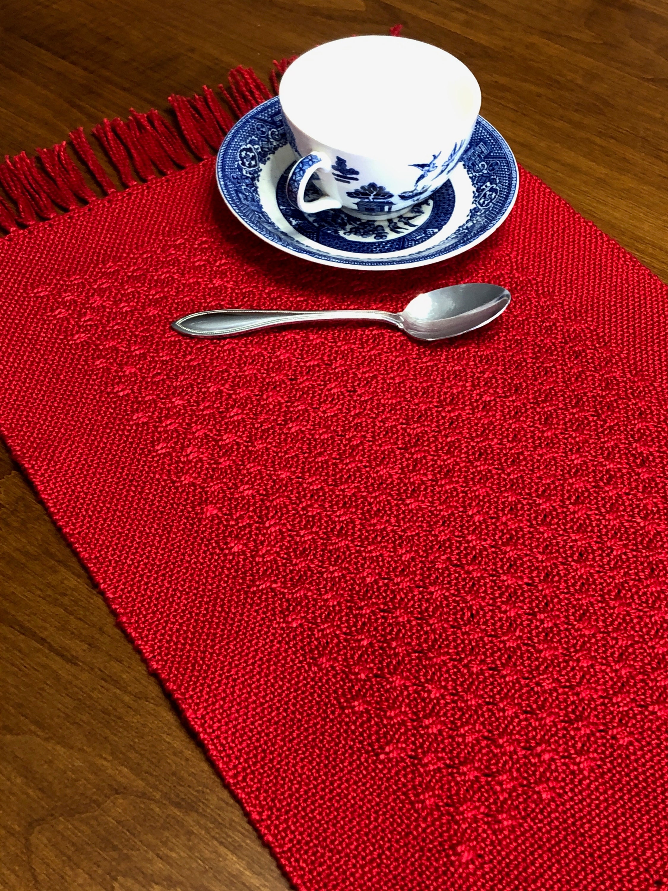 Handwoven Red Placemats Table Decor Red Lace Placemats Set Etsy