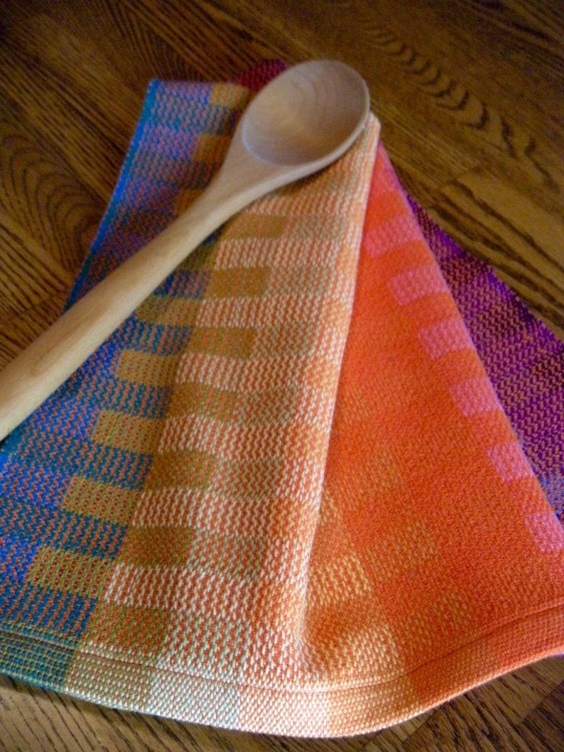 Gourmet Kitchen Towel Woven Cotlin Towel Rainbow Blocks Etsy