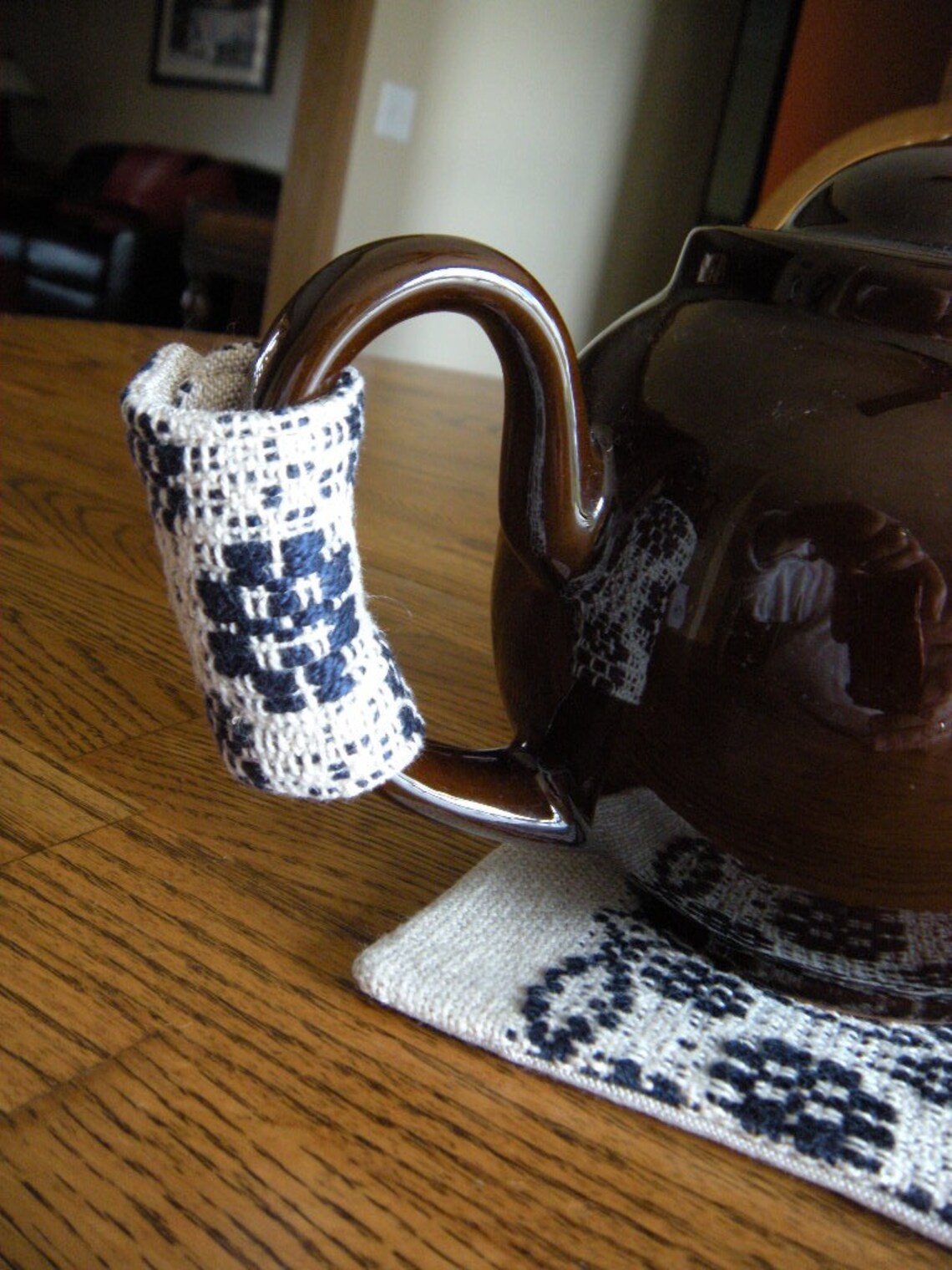 Teapot Handle Cover Handwoven Teapot Handle Cozy and Trivet Etsy