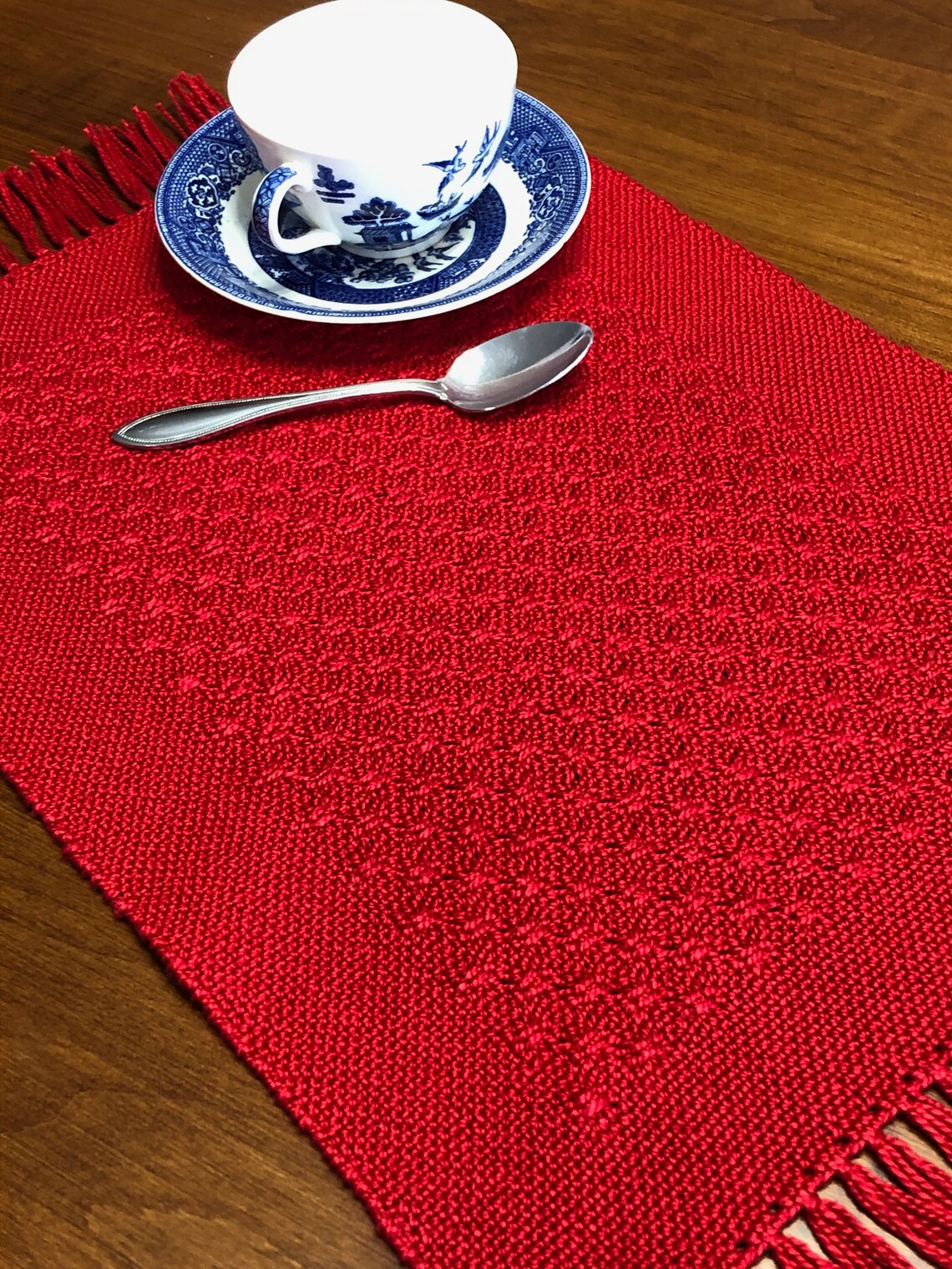 Handwoven Red Placemats Table Decor Red Lace Placemats Set Etsy
