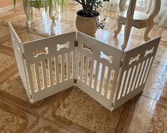 Portable Wooden Pet Gate | No Drill Dog Barrier, Freestanding Puppy Playpen Fence