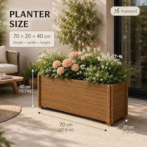 Rustic Wooden Planter Box | Handmade Natural Wood Flower Pot | Outdoor Garden Planter for Patio & Balcony