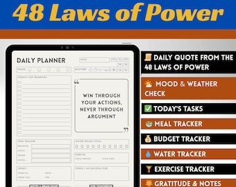 48 Laws of Power Daily Planner: Self-Growth Tracker (Digital Download for GoodNotes & Notability)