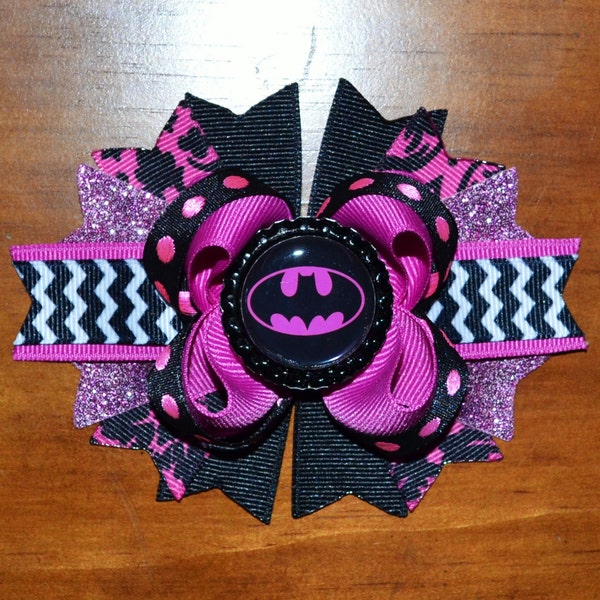 Batman Batgirl Bat Chevron Boutique Hair Bow