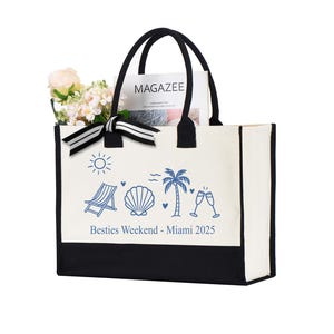 Besties Weekend Tote Bag: Personalized Girls Trip Beach Bag