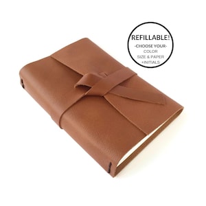 Personalized refillable leather journal, Custom Refillable Journal Leather Bound, Mens Leather Journal, Boyfriend Gift, Monogram Travel Gift