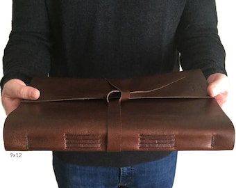 Extra Large Journal Lay Flat, Blank Leather Book, Large Notebook, Wrapped Leather Journal, Manifestation Journal, Large Unlined Sketchbook